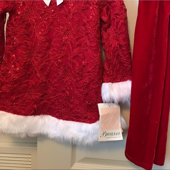 Bonnie Baby Christmas Fur Outfit - Picture 2 of 2